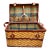Large Vintage Wood Wicker Picnic Concert Basket For Sale