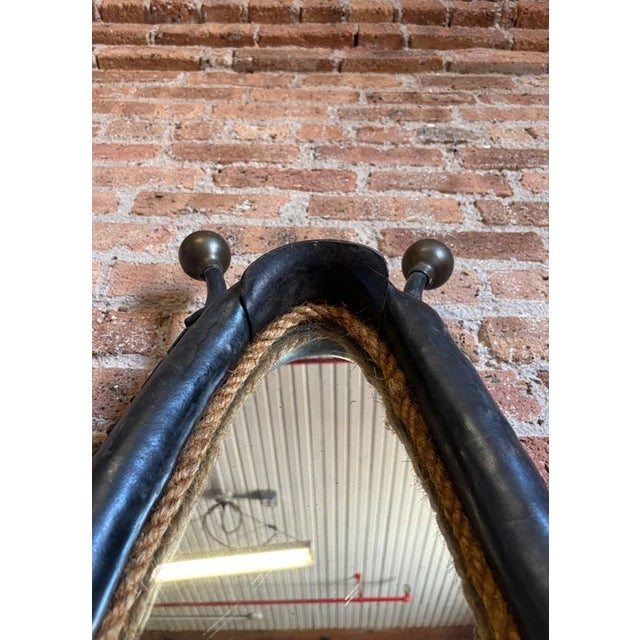 Antique Repurposed Leather Horse Collar Mirror For Sale - Image 10 of 12