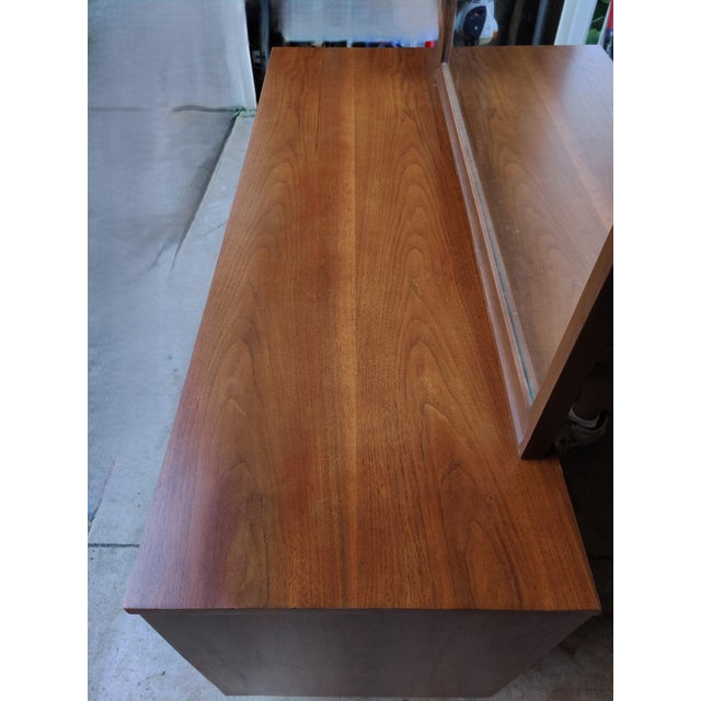 Mid 20th Century Broyhill Brasilia Mid Century Lowboy Dresser and Original Mirror For Sale - Image 5 of 13