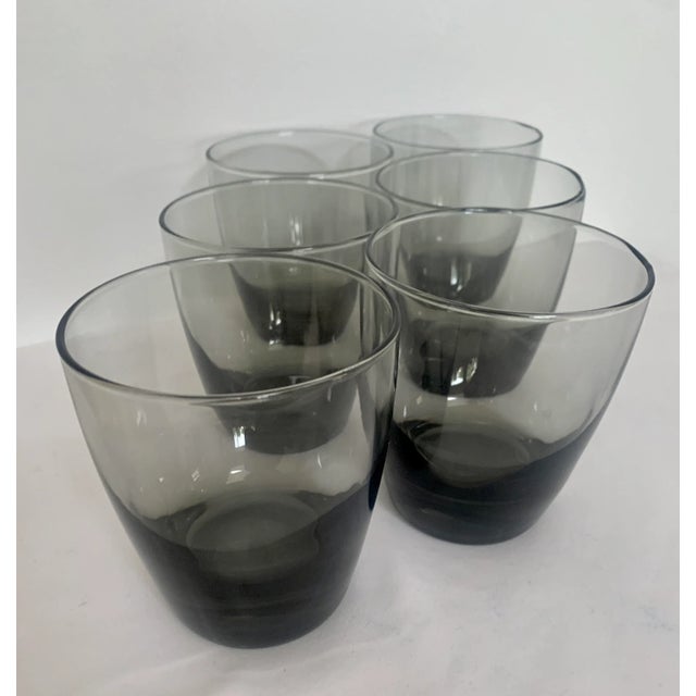 1970s Scandinavian style, balloon shaped, smoky grey, double old fashioned glasses. Wonderful, heavy and stylish glasses...