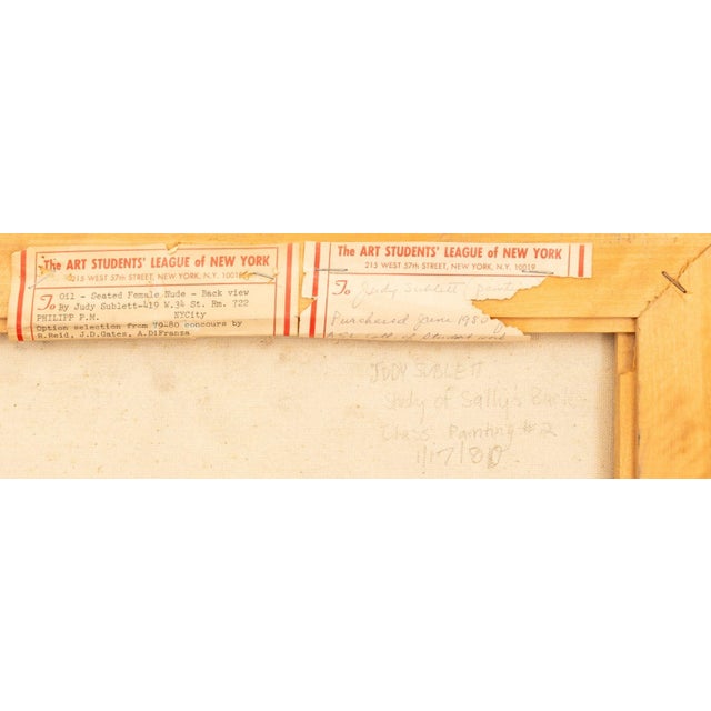 1980s Judy Wild "Study of Sally's Back" Oil, 1980 For Sale - Image 5 of 5