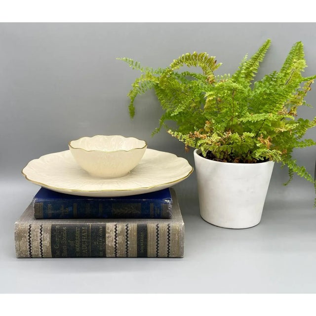 Elegant and timeless Lenox chip and dip tray crafted in luminous ivory porcelain with delicate raised floral detailing and...