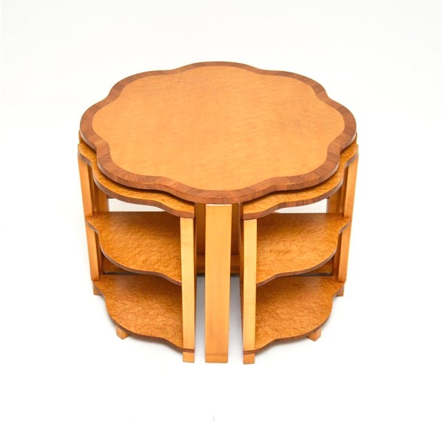 Mid-Century Modern Art Deco Birds Eye Maple Nesting Tables, 1930s, Set of 5 For Sale - Image 3 of 11