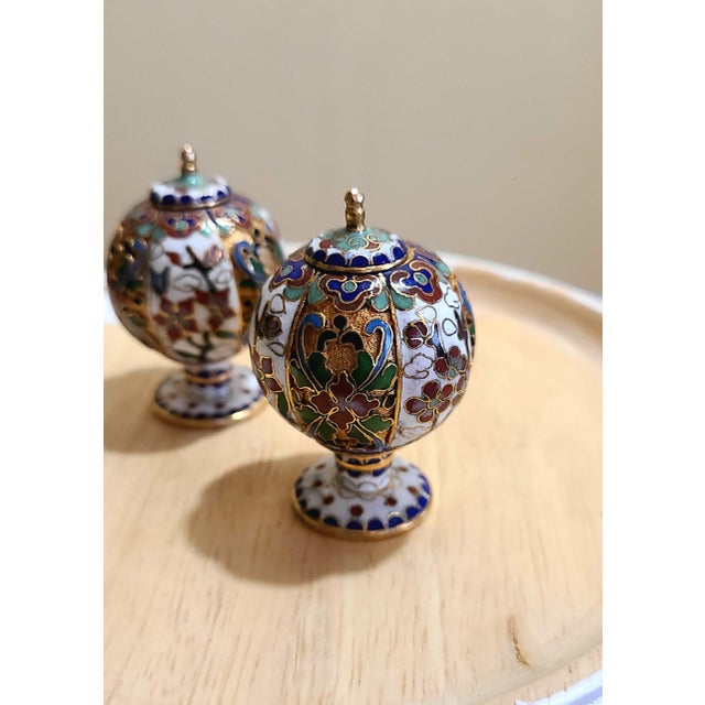 Chinese Chinese Cloisonné Miniature Ginger Jars For Sale - Image 3 of 3