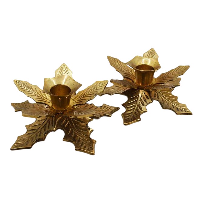 Brass Poinsettia Candle Holders a Pair Chairish