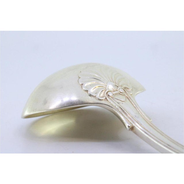 Metal Victorian Silver Sauce Spoon with Embossed Handle For Sale - Image 7 of 10