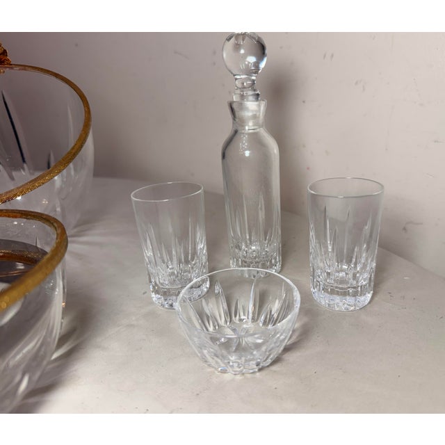 Brass Vintage Handmade French Gilt Brass Cut Crystal Caviar Egg Caddy Jar Bar Set For Sale - Image 8 of 13
