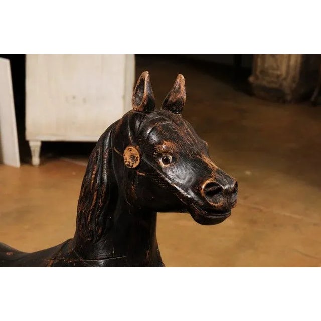 19th Century Late 19th Century French Carved Carousel Prancing Horse Sculpture with Patina For Sale - Image 5 of 13