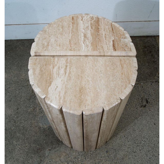 1970s Mid Century Modern Table Base Round Marble Stone 2 Pc Console Dining Pedestal For Sale - Image 5 of 12