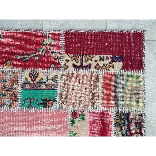 Pink Vintage Striped Turkish Runner Rug For Sale - Image 8 of 10