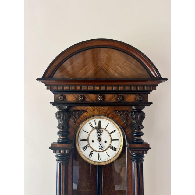 Fantastic quality antique Victorian Rosewood double weight wall clock, having a quality antique Victorian double weight...