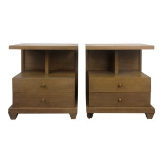 Pair of Mid Century Two Drawer Nightstands by Martinsville For Sale