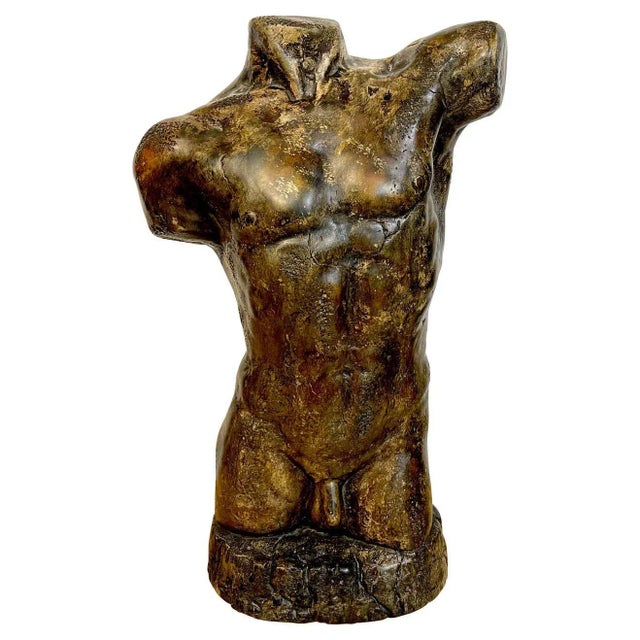 Mid 20th Century French Modern Bronzed Plaster Sculpture of a Male Nude Torso For Sale - Image 13 of 13