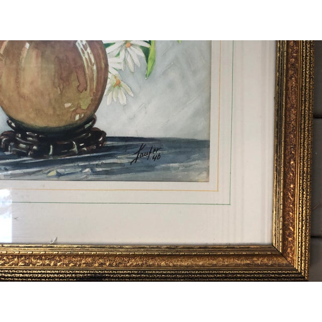 Chinoiserie Vintage Schumacher Showroom Framed Wallpaper Print- Chinoiserie Botanical Still Life Watercolor Print For Sale - Image 3 of 11