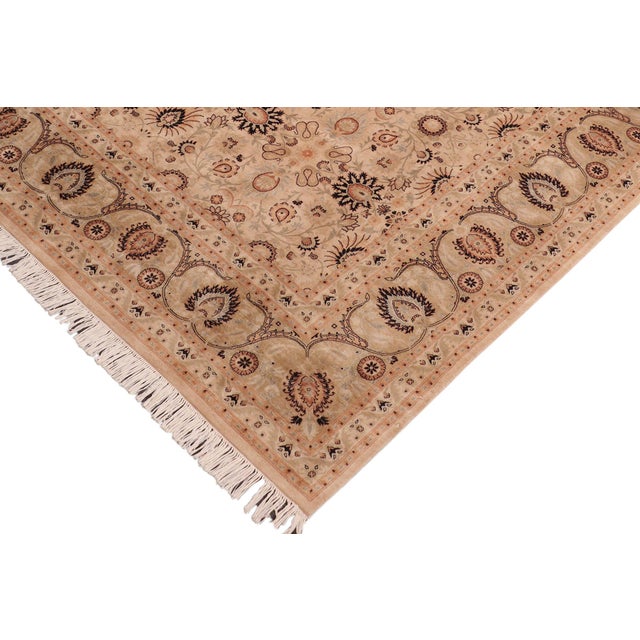 Shabby Chic Shabby Chic 1990's Beige/Green Wool Rug - 8'1'' X 10'3'' For Sale - Image 3 of 9