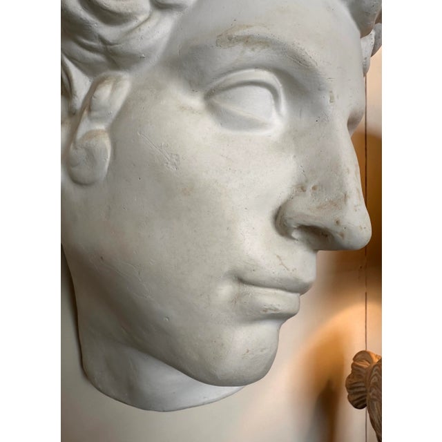 Mid Century Vintage Plaster Cast Head of David Wall Sculpture For Sale - Image 10 of 12