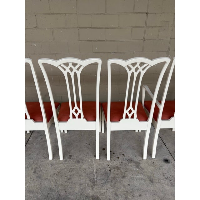 Vintage Italian White Lacquer Dining Chairs- Set of 8 For Sale - Image 9 of 12