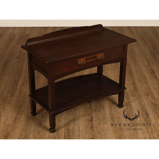 High Quality American Made Antique Early 20th Century Solid Oak Sideboard Buffet with Single Dovetailed Drawer Attributed...