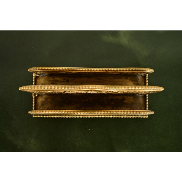 Early 20th Century Tiffany Studios New York Grapevine Pattern Bronze Doré and Favrile Slag Glass Letter Rack For Sale - Image 5 of 15