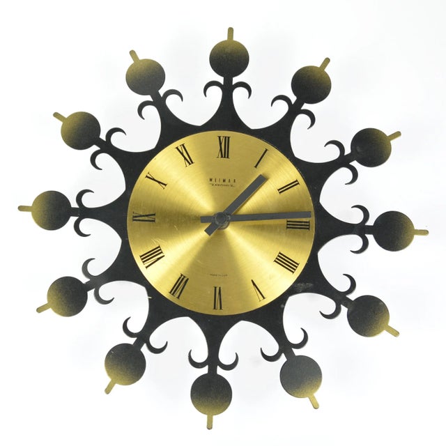 Mid-Century Modern 1970s Mid-Century Modern Hanging Clock, Sun Type, Weimar, Germany For Sale - Image 3 of 12
