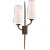 Iberia Double Right Sconce in Antique Bronze Leaf with Linen Shades Designer: Julie Neill Height: 24" Extension: 6.5"...