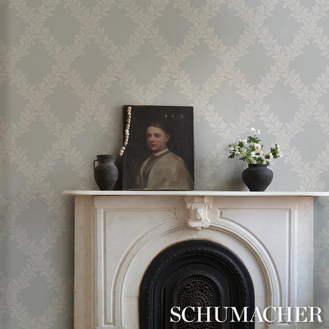 2020s Sample - Schumacher Tyninghame Trellis Wallcovering In Sky For Sale - Image 5 of 6
