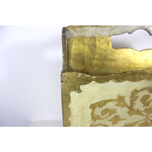 Rococo Vintage Italian Florentine Gilded Gilt Wood Magazine Rack Holder For Sale - Image 3 of 12