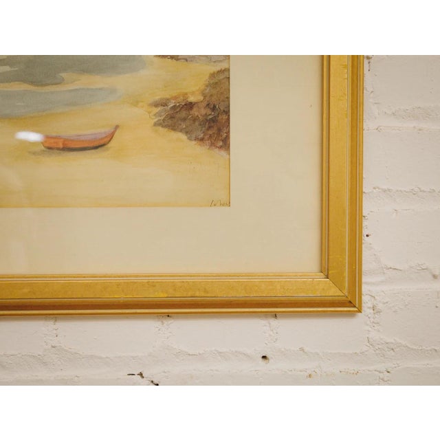Mid 20th Century Boats on the Sand Watercolor For Sale - Image 5 of 6