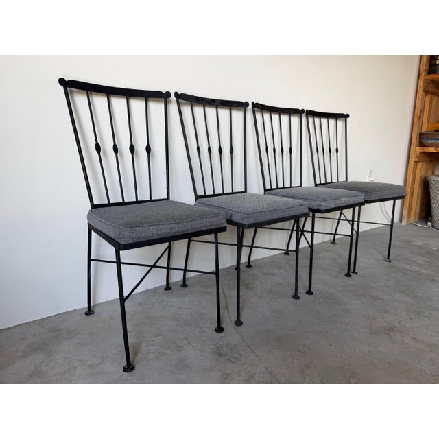Black 1970s Vintage Black Painted Metal Outdoor Garden Dining Chairs – Set of 4 For Sale - Image 8 of 12