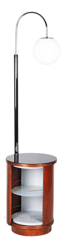 Czech Art Deco Walnut Floor Lamp attributed to J. Halabala for Up Závody, 1920s