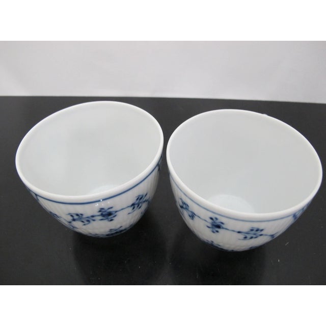 Royal Copenhagen Denmark 081 Plain Blue Flower Fluted Flat Cup Pair For Sale - Image 9 of 9