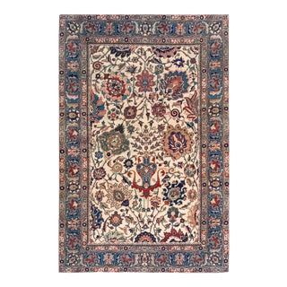 18th Century Handwoven Wool Persian Tabriz Rug For Sale