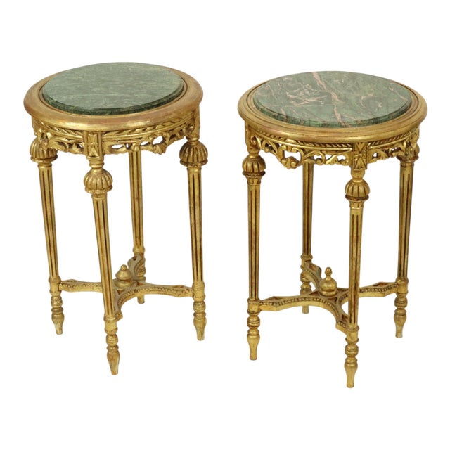 Beautiful pair of French antique side tables in classic Empire style, not entirely identical high-quality plant tables or...