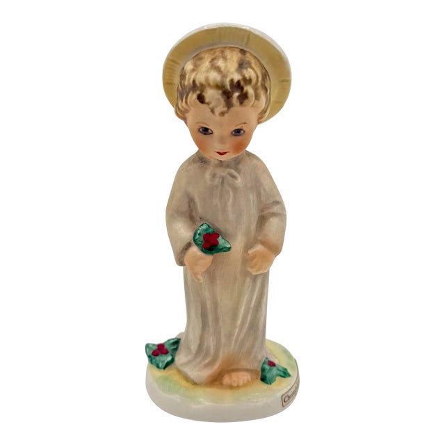 Vintage German Porcelain “Christchild With Holly” Figurine – Devotional Christmas Accent For Sale