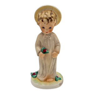 Vintage German Porcelain “Christchild With Holly” Figurine – Devotional Christmas Accent