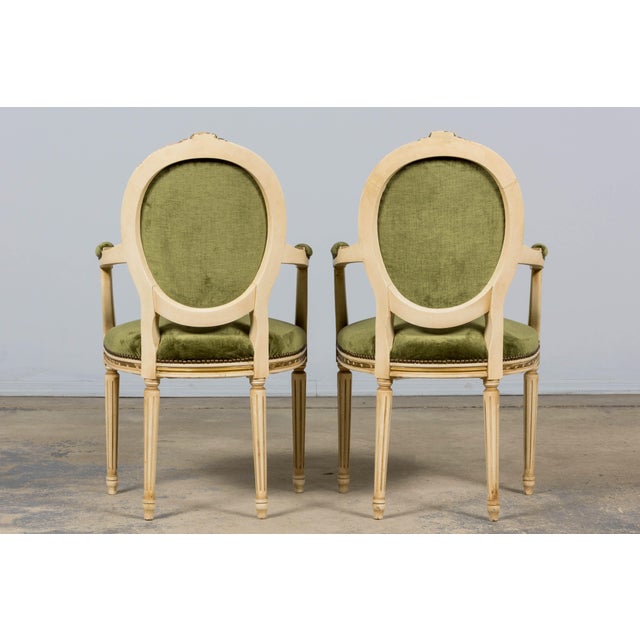 Antique French Louis XVI Style Dining Chairs in Olive Green Velvet - Set of 8 For Sale - Image 18 of 18