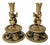 Late 19th Century Renaissance Revival Gilt and Patinated Metal Candlesticks, Pair For Sale