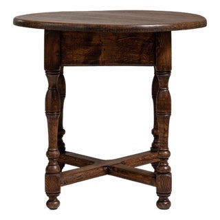 1970s French Chestnut Brown Neo-Renaissance Oak Table in Original Patina For Sale