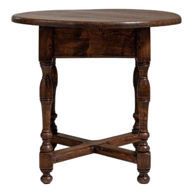 1970s French Chestnut Brown Neo-Renaissance Oak Table in Original Patina For Sale