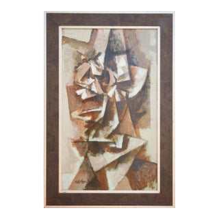 David Adickes "Abstract Bouquet, Browns #1" Modern Abstract Cubist Floral Still Life Painting, 2007 For Sale