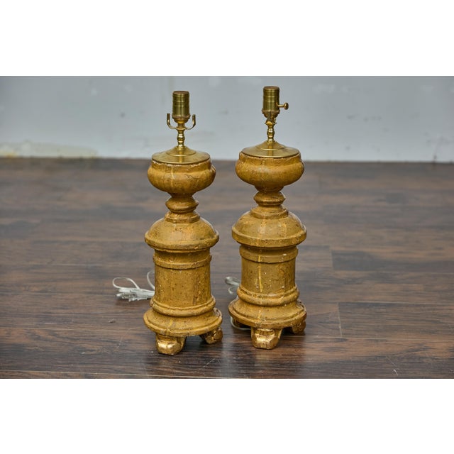 19th Century French Baroque Revival Giltwood Fragments Made into Lamps - a Pair For Sale - Image 10 of 12