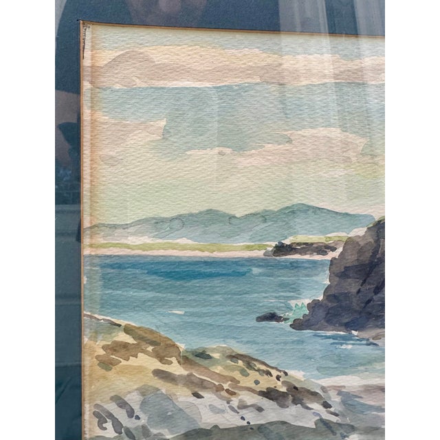 Coastal Irish Mid-Century Coastal Landscape Watercolor Painting, Inscribed 1983, Bernard McDonagh. For Sale - Image 3 of 11