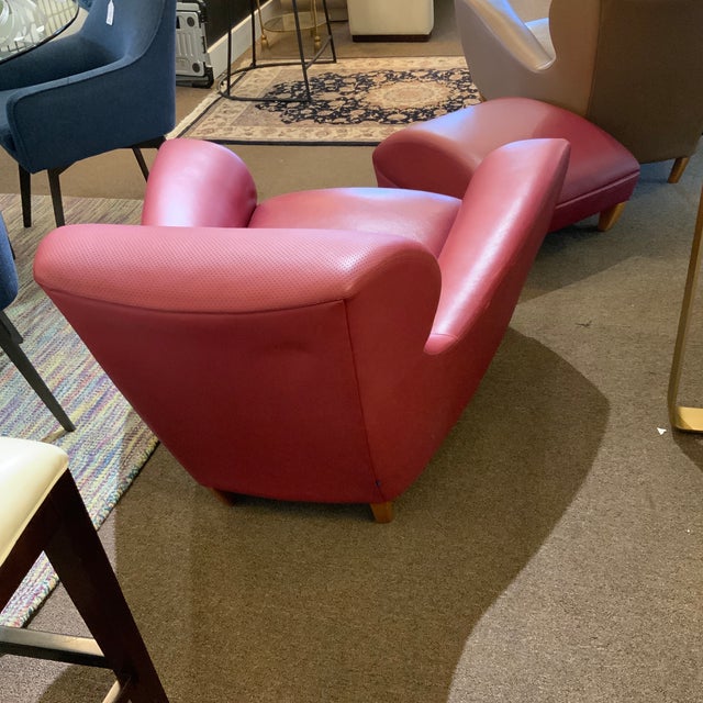 2000 - 2009 David Linley Aston Arm Chair W/ Ottoman in Burgundy For Sale - Image 5 of 7