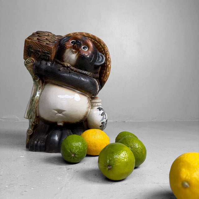 Vintage Japanese Ceramic Tanuki with Money Tablet, 1960s For Sale - Image 6 of 11