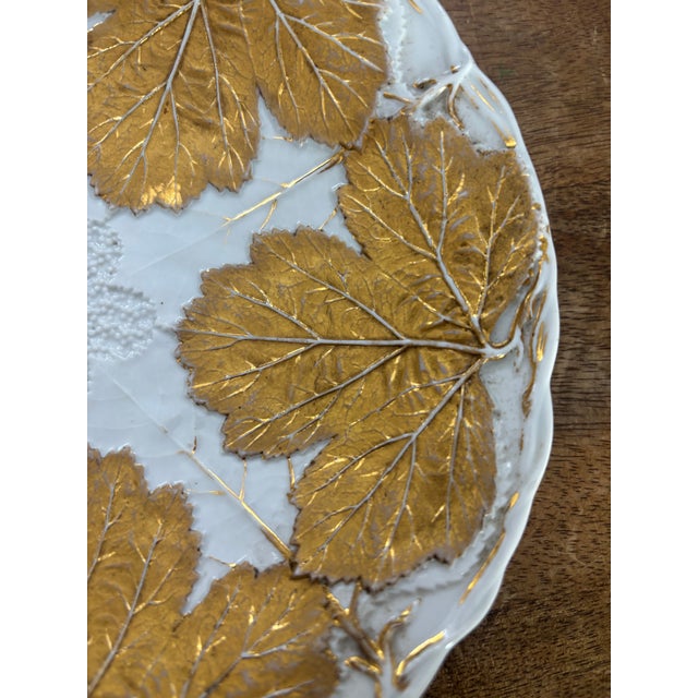 Meissen Porcelain Late 18th Century Porcelain Relief Plate With Gilt Moulded Vine and Grape Leaves From Meissen Porcelain For Sale - Image 4 of 8
