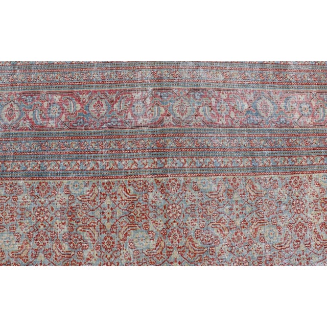 Early 20th Century Early 20th Century Antique Persian Khorassan Rug With All-Over Floral Design in Red and Blue For Sale - Image 5 of 12