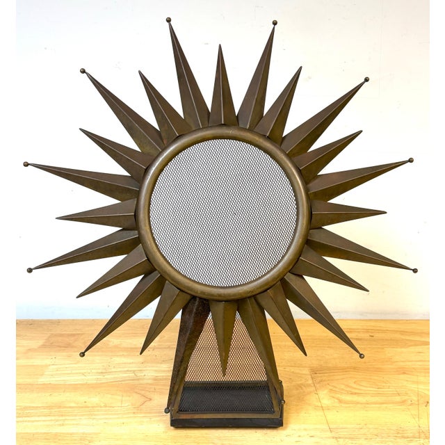 Diminutive Jacques Adnet, Attributed -Sunburst Fire Screen, with Marble Base, France, c. 1950 France, circa 1950s–1960s A...