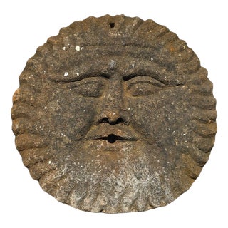 Sandstone Sun Mask Fountain Spout Sculpture, 1890 For Sale