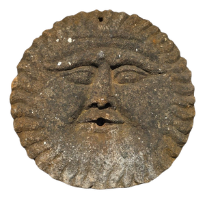 Sandstone Sun Mask Fountain Spout Sculpture, 1890