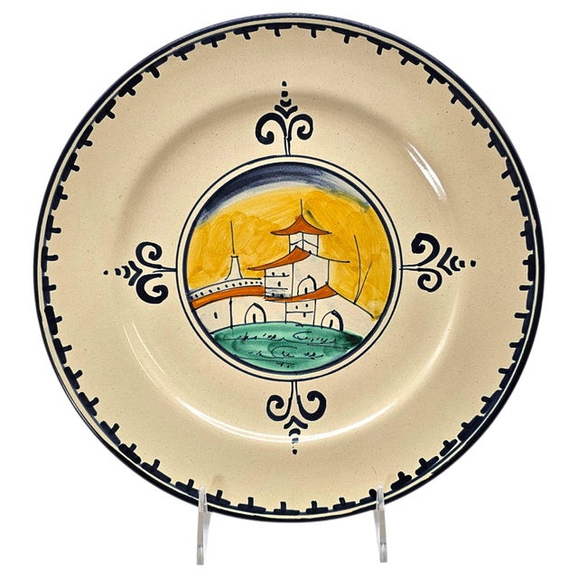 Late 20th Century Corso Dei Fiori “Casolare” Italian Hand-Painted Maiolica Dinner Plates, Set of Four For Sale - Image 4 of 8